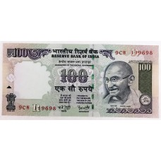 INDIA 2007 . ONE HUNDRED 100 RUPEES BANKNOTE . ERROR . WET INK TRANSFER